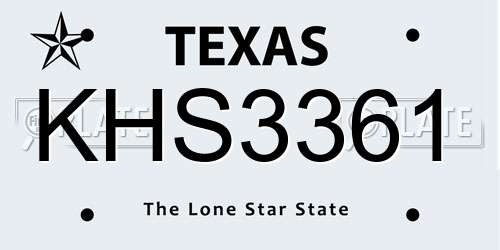 KHS3361 Texas License Plate