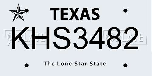 KHS3482 Texas License Plate