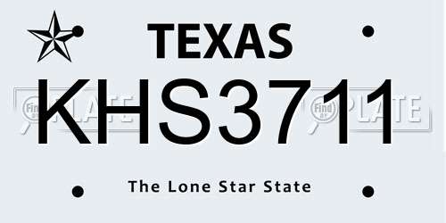 KHS3711 Texas License Plate
