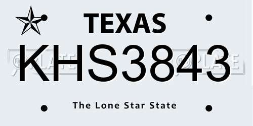 KHS3843 Texas License Plate