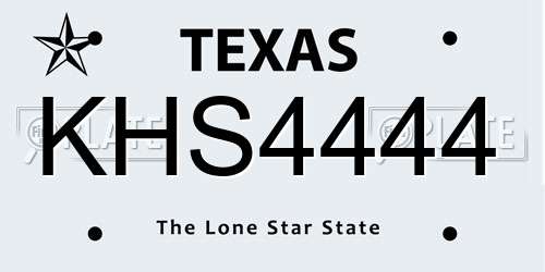 KHS4444 Texas License Plate