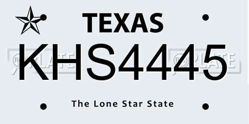 KHS4445 Texas License Plate