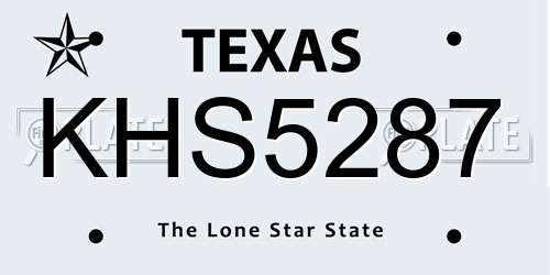 KHS5287 Texas License Plate