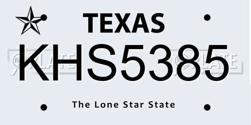 KHS5385 Texas License Plate