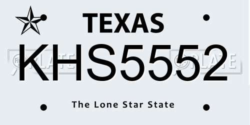 KHS5552 Texas License Plate