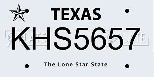 KHS5657 Texas License Plate