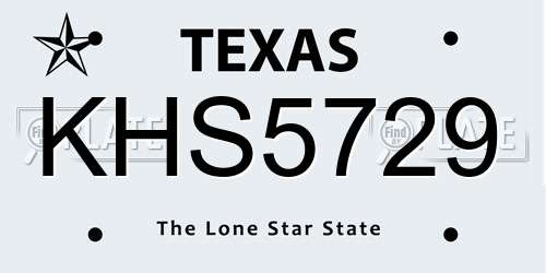 KHS5729 Texas License Plate