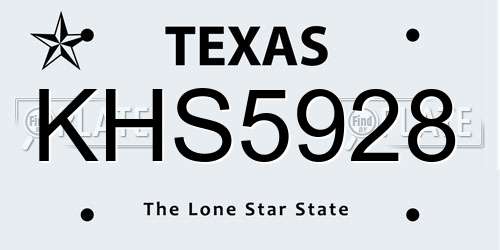 KHS5928 Texas License Plate