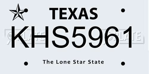 KHS5961 Texas License Plate