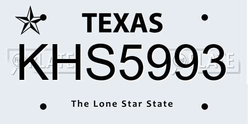 KHS5993 Texas License Plate
