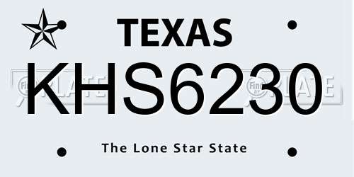KHS6230 Texas License Plate