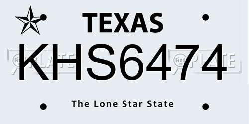 KHS6474 Texas License Plate