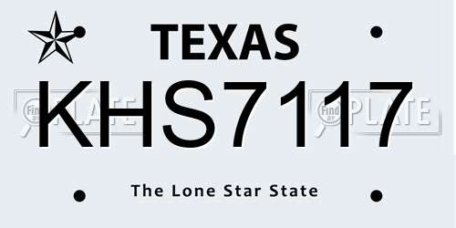 KHS7117 Texas License Plate