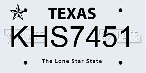KHS7451 Texas License Plate