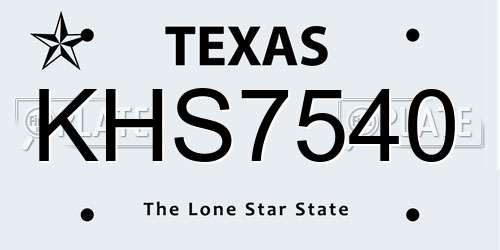 KHS7540 Texas License Plate