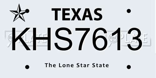 KHS7613 Texas License Plate