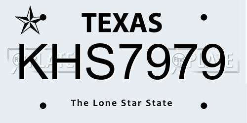 KHS7979 Texas License Plate