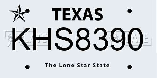 KHS8390 Texas License Plate