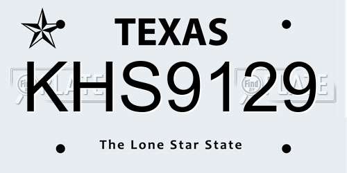 KHS9129 Texas License Plate