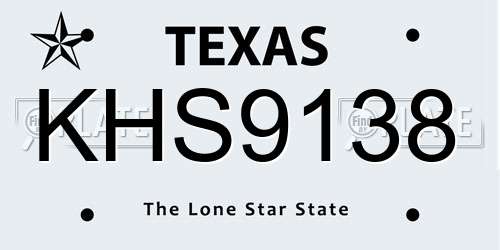 KHS9138 Texas License Plate