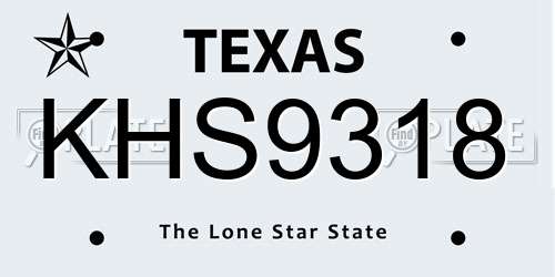 KHS9318 Texas License Plate