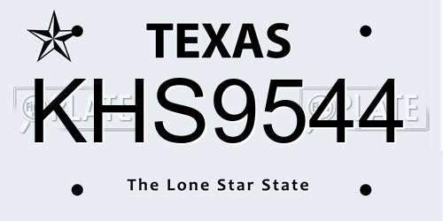 KHS9544 Texas License Plate