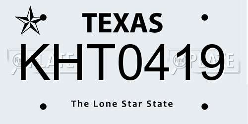 KHT0419 Texas License Plate