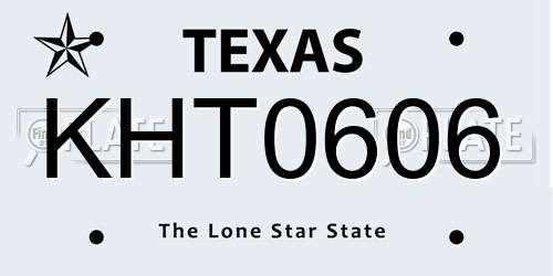 KHT0606 Texas License Plate
