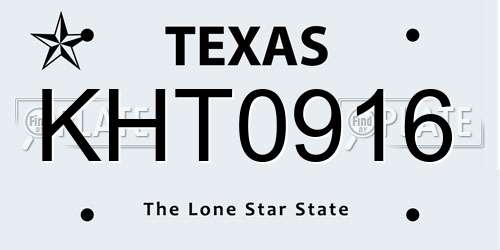 KHT0916 Texas License Plate