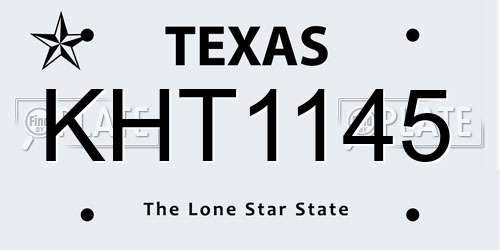KHT1145 Texas License Plate