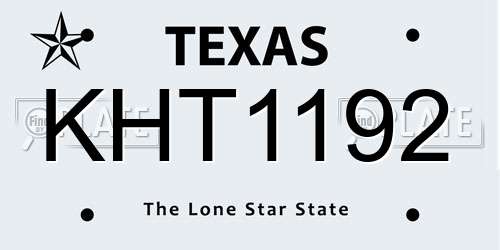 KHT1192 Texas License Plate
