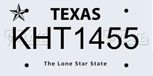 KHT1455 Texas License Plate