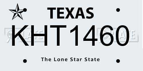 KHT1460 Texas License Plate