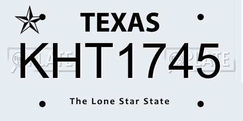 KHT1745 Texas License Plate
