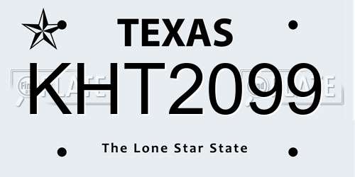 KHT2099 Texas License Plate