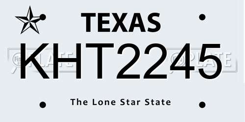 KHT2245 Texas License Plate