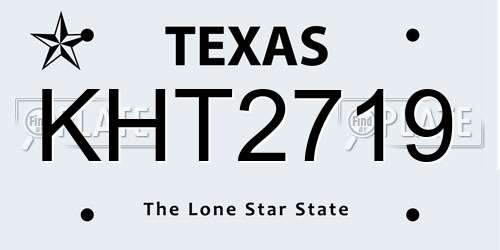 KHT2719 Texas License Plate