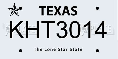KHT3014 Texas License Plate