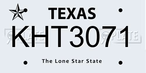 KHT3071 Texas License Plate