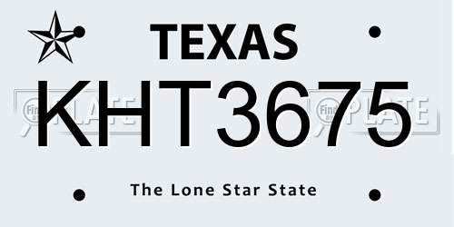 KHT3675 Texas License Plate
