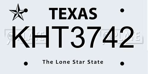 KHT3742 Texas License Plate
