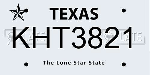 KHT3821 Texas License Plate