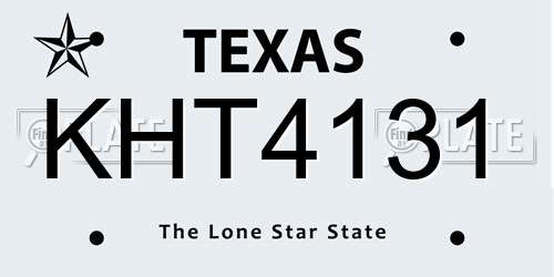KHT4131 Texas License Plate