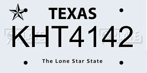 KHT4142 Texas License Plate
