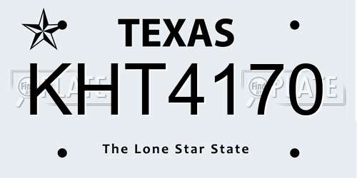 KHT4170 Texas License Plate