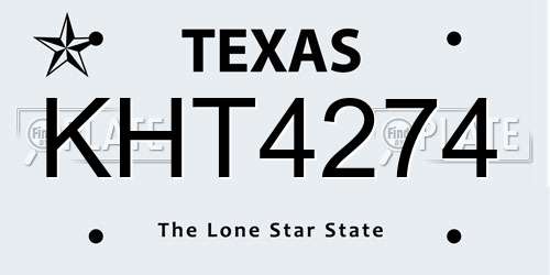 KHT4274 Texas License Plate