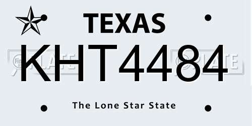 KHT4484 Texas License Plate