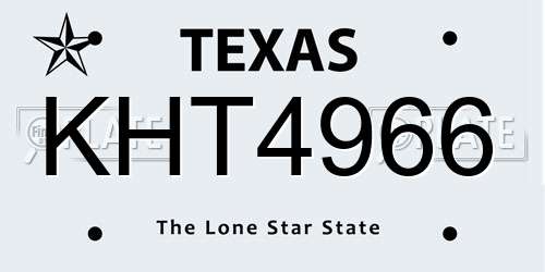 KHT4966 Texas License Plate