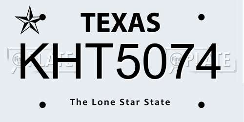 KHT5074 Texas License Plate