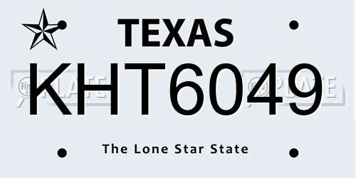 KHT6049 Texas License Plate